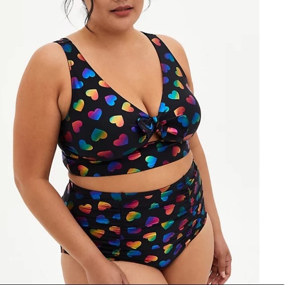 torrid Other - TORRID NWT RAINBOW HEARTS SCOOP BIKINI SET